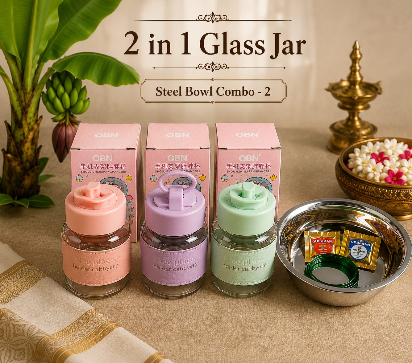 2 in 1 Glass Jar