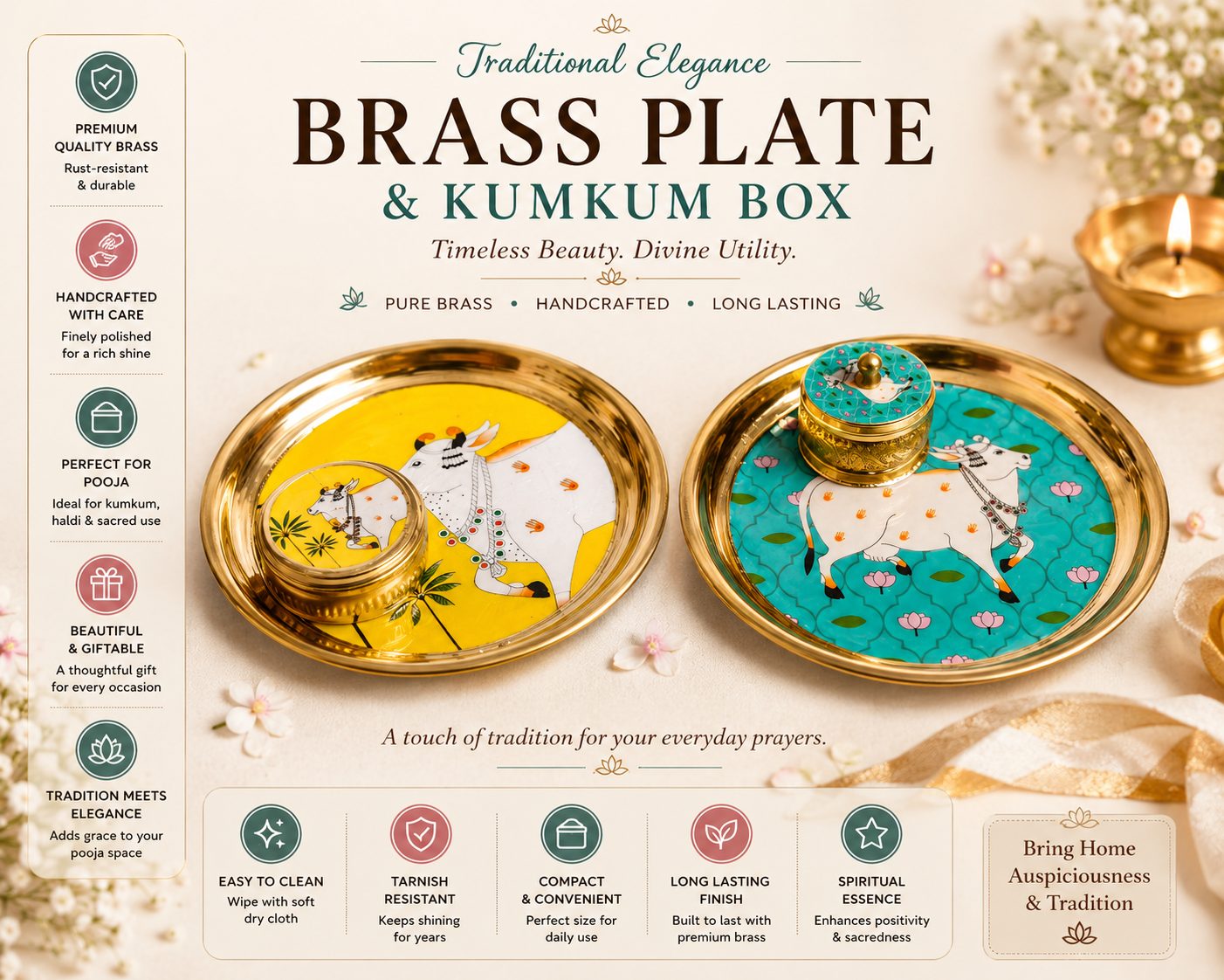 Brass Plate Kumkum Box