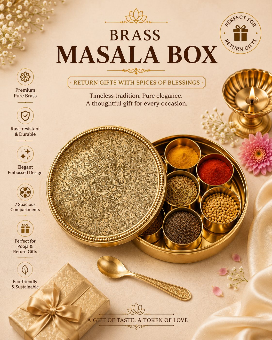 Brass Masala Box