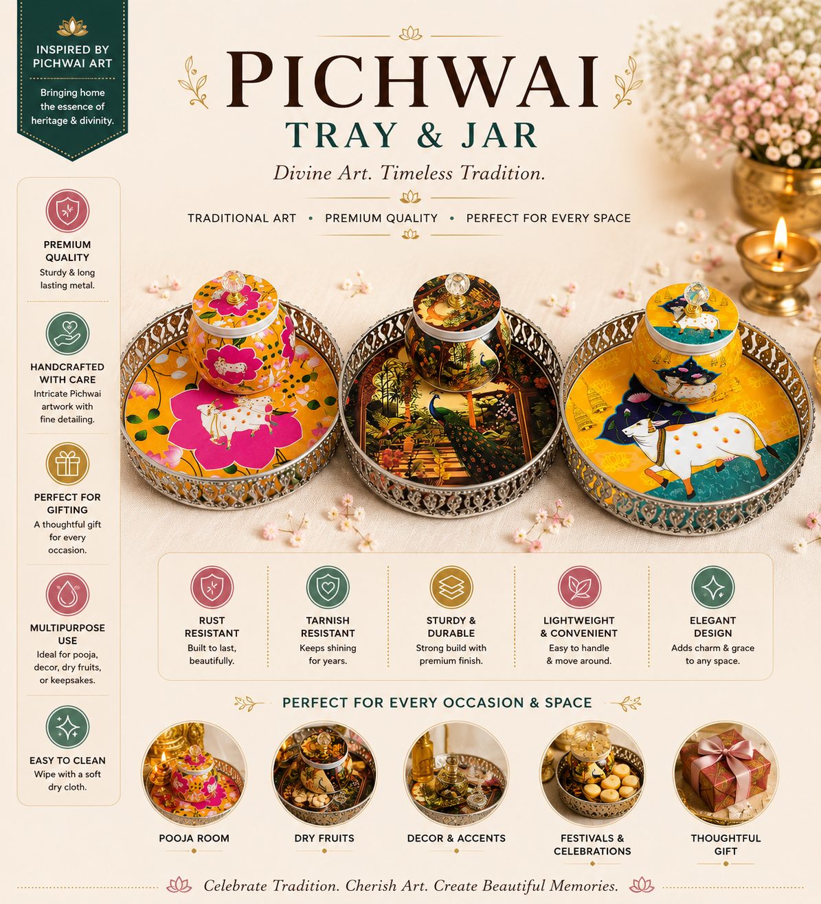 Pichwai Tray Jar