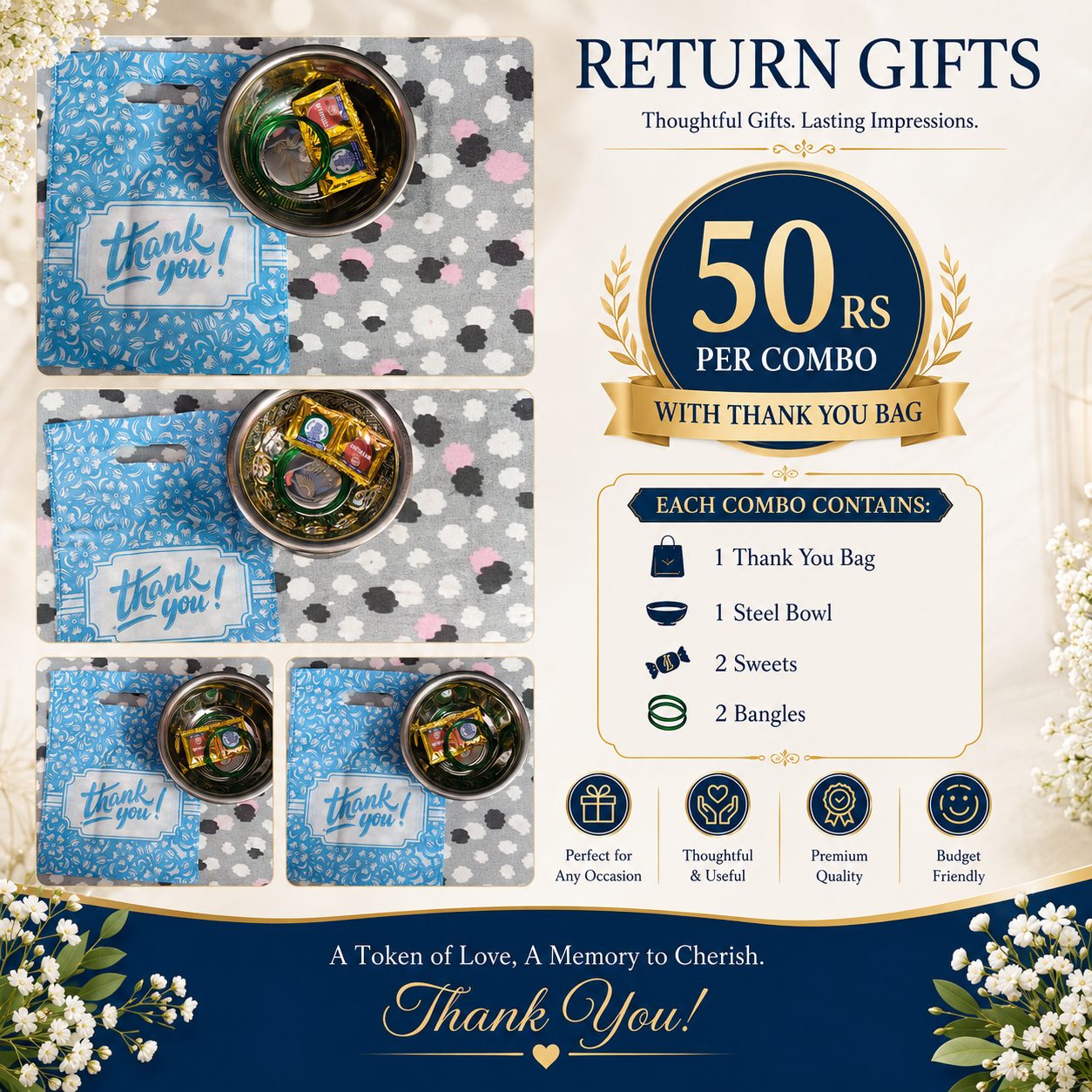 Return Gift ₹50 with Thank You Bag