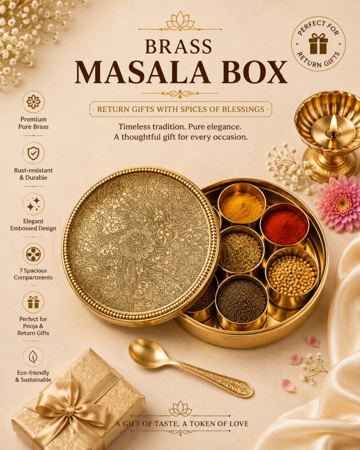Brass Masala Box